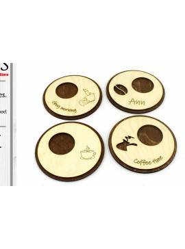 Σετ των 2 Intra απο ξύλο plywood  Χρώμα wenge 3mm-4mm πάχος - Σουβέρ. 4 Μοντέλα. κοπής με λέιζερ Δίασταση 12x12 cm INTRAFABR-107180846