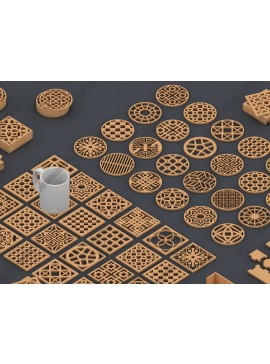 Σετ των 3 Intra απο ξύλο plywood  Χρώμα wenge 3mm-4mm πάχος - Σκουλαρίκια με σουβέρ Μοτίβα 99 Δίασταση 3x3 cm INTRAFABR-107180921