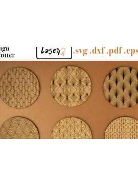 Intra απο ξύλο plywood  Χρώμα wenge 3mm-4mm πάχος - Coasters Deco Circles File για Δίασταση 30x20 cm INTRAFABR-75199003