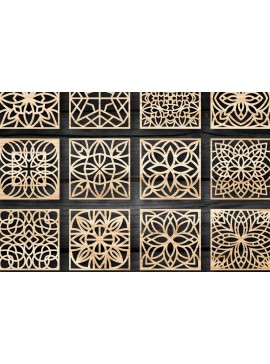 Intra απο ξύλο plywood  Χρώμα wenge 3mm-4mm πάχος - Πακέτο αρχείων Cut Coasters V01 Δίασταση 30x20 cm INTRAFABR-90650469