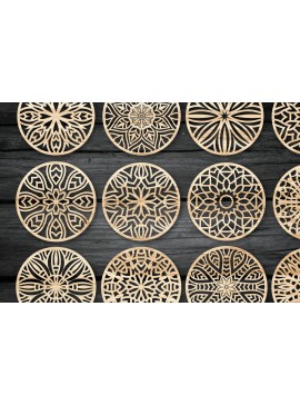 Intra απο ξύλο plywood  Χρώμα wenge 3mm-4mm πάχος - Πακέτο αρχείων Cut Coasters V14 Δίασταση 30x20 cm INTRAFABR-76818211