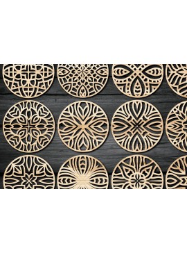 Intra απο ξύλο plywood  Χρώμα wenge 3mm-4mm πάχος - Πακέτο αρχείων Cut Coasters V17 Δίασταση 30x20 cm INTRAFABR-75816653