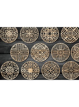 Intra απο ξύλο plywood  Χρώμα wenge 3mm-4mm πάχος - Πακέτο αρχείων Cut Coasters V63 Δίασταση 30x20 cm INTRAFABR-106650853