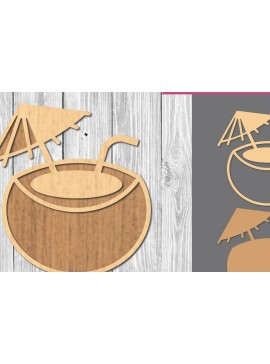 Σετ των 2 Intra απο ξύλο plywood  Χρώμα wenge 3mm-4mm πάχος - Coconut Drink Cocktail Drink Δίασταση 20x20 cm INTRAFABR-121598547