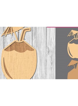 Σετ των 2 Intra απο ξύλο plywood  Χρώμα wenge 3mm-4mm πάχος - Coconut Drink Cocktail Drink Δίασταση 20x20 cm INTRAFABR-121598921