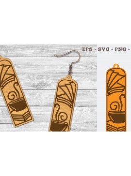 Σετ των 3 Intra απο ξύλο plywood  Χρώμα wenge 3mm-4mm πάχος - Σκουλαρίκια με λέιζερ για καφέ και βιβλίο 1 Δίασταση 3x3 cm INTRAFABR-121598539