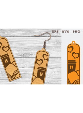 Σετ των 3 Intra απο ξύλο plywood  Χρώμα wenge 3mm-4mm πάχος - Σκουλαρίκια με λέιζερ για καφέ και βιβλίο 2 Δίασταση 3x3 cm INTRAFABR-121598541