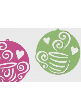 Σετ των 2 Intra απο ξύλο plywood  Χρώμα wenge 3mm-4mm πάχος - Coffee Lovers Κρεμαστά τοίχου με λέιζερ Δίασταση 6x6 cm INTRAFABR-26325489