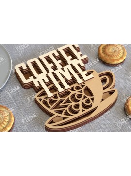 Intra απο ξύλο plywood  Χρώμα wenge 3mm-4mm πάχος - Καφέ Mandala | 3D πρότυπο |Φλιτζάνι καφέ Δίασταση 30x30 cm INTRAFABR-91655769