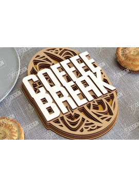 Intra απο ξύλο plywood  Χρώμα wenge 3mm-4mm πάχος - Καφέ Mandala | 3D πρότυπο |Φλιτζάνι καφέ Δίασταση 30x30 cm INTRAFABR-91655611