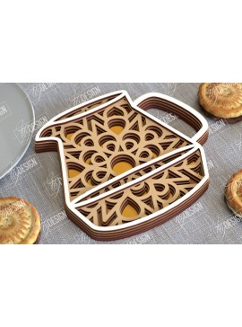 Intra απο ξύλο plywood  Χρώμα wenge 3mm-4mm πάχος - Καφέ Mandala | 3D πρότυπο |Φλιτζάνι καφέ Δίασταση 30x30 cm INTRAFABR-91655850