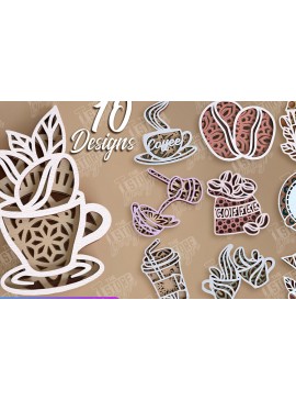 Intra απο ξύλο plywood  Χρώμα wenge 3mm-4mm πάχος - Πακέτο σχεδίασης Coffee Mandala Δίασταση 30x30 cm INTRAFABR-91655714