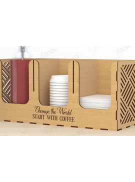 Σετ των 2 Intra απο ξύλο plywood  Χρώμα wenge 3mm-4mm πάχος - Σχάρα για σιρόπι καφέ | Desktop Organizer Δίασταση 20x20 cm INTRAFABR-25411376