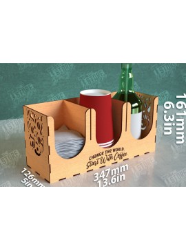 Σετ των 2 Intra απο ξύλο plywood  Χρώμα wenge 3mm-4mm πάχος - Σχάρα για σιρόπι καφέ | Desktop Organizer Δίασταση 20x20 cm INTRAFABR-52747233