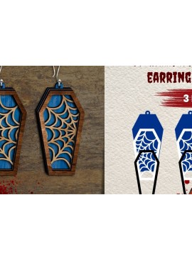 Σετ των 3 Intra απο ξύλο plywood  Χρώμα wenge 3mm-4mm πάχος - Σκουλαρίκια φέρετρο Δίασταση 3x3 cm INTRAFABR-116007614