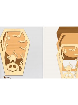 Σετ των 2 Intra απο ξύλο plywood  Χρώμα wenge 3mm-4mm πάχος - Coffin Halloween Στολίδι με Δίασταση 6x6 cm INTRAFABR-116007894