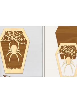 Σετ των 2 Intra απο ξύλο plywood  Χρώμα wenge 3mm-4mm πάχος - Coffin Halloween Στολίδι με Δίασταση 6x6 cm INTRAFABR-116007923