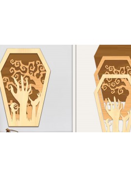 Σετ των 2 Intra απο ξύλο plywood  Χρώμα wenge 3mm-4mm πάχος - Coffin Halloween Στολίδι με Δίασταση 6x6 cm INTRAFABR-116007925