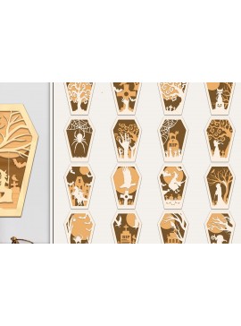 Σετ των 2 Intra απο ξύλο plywood  Χρώμα wenge 3mm-4mm πάχος - Δέσμη στολίδι για αποκριάτικο φέρετρο Δίασταση 6x6 cm INTRAFABR-116007450