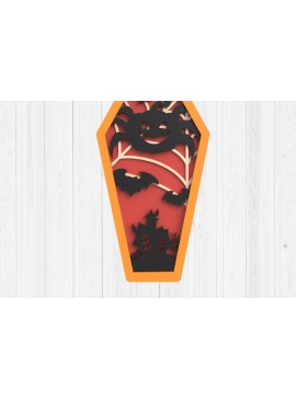 Σετ των 2 Intra απο ξύλο plywood  Χρώμα wenge 3mm-4mm πάχος - COFFIN HALLOWEEN Δίασταση 15x15 cm INTRAFABR-116644849