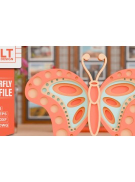 Σετ των 2 Intra απο ξύλο plywood  Χρώμα wenge 3mm-4mm πάχος - Σχεδιασμός Χειροτεχνίας Colorful Butterfly Δίασταση 4x4 cm INTRAFABR-118336581