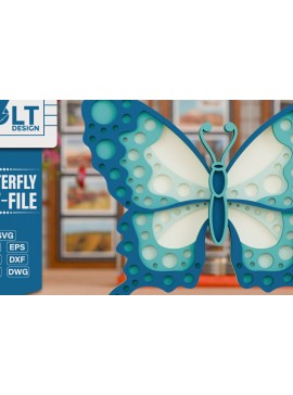 Σετ των 2 Intra απο ξύλο plywood  Χρώμα wenge 3mm-4mm πάχος - Σχεδιασμός Χειροτεχνίας Colorful Butterfly Δίασταση 4x4 cm INTRAFABR-25540659