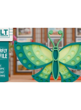 Σετ των 2 Intra απο ξύλο plywood  Χρώμα wenge 3mm-4mm πάχος - Σχεδιασμός Χειροτεχνίας Colorful Butterfly Δίασταση 4x4 cm INTRAFABR-25542098