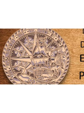 Intra απο ξύλο plywood  Χρώμα wenge 3mm-4mm πάχος - Compass Mandala Multilayer /3D Δίασταση 30x30 cm INTRAFABR-61592793