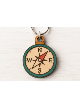 Σετ των 2 Intra απο ξύλο plywood  Χρώμα wenge 3mm-4mm πάχος - Compass Adventure Keychain Δίασταση 4x4 cm INTRAFABR-62425249