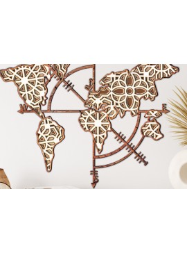 Intra απο ξύλο plywood  Χρώμα wenge 3mm-4mm πάχος - με λέιζερ πολλαπλών επιπέδων χάρτη πυξίδας Δίασταση 24x28 cm INTRAFABR-25463866