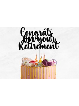 Σετ των 2 Intra απο ξύλο plywood  Χρώμα wenge 3mm-4mm πάχος - Συγχαρητήρια για τη συνταξιοδότησή σας Cake Topper Δίασταση 20x20 cm INTRAFABR-25001818