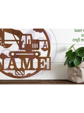 Intra απο ξύλο plywood  Χρώμα wenge 3mm-4mm πάχος - Construction Digger Name Sign Laser Δίασταση 30x20 cm INTRAFABR-69822763