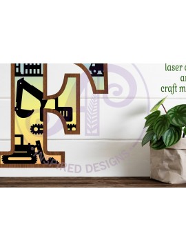 Intra απο ξύλο plywood  Χρώμα wenge 3mm-4mm πάχος - Κατασκευή Large F Wall Letter 3 Layer Δίασταση 30x20 cm INTRAFABR-67730389
