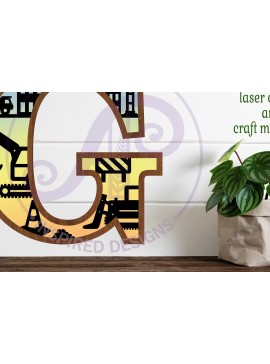 Intra απο ξύλο plywood  Χρώμα wenge 3mm-4mm πάχος - Κατασκευή Large G Wall Letter 3 Layer Δίασταση 30x20 cm INTRAFABR-69558124