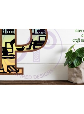 Intra απο ξύλο plywood  Χρώμα wenge 3mm-4mm πάχος - Κατασκευή Large P Wall Letter 3 Layer Δίασταση 30x20 cm INTRAFABR-121883355