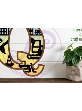 Intra απο ξύλο plywood  Χρώμα wenge 3mm-4mm πάχος - Κατασκευή Large Q Wall Letter 3 Layer Δίασταση 30x20 cm INTRAFABR-69822857