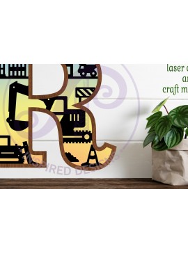 Intra απο ξύλο plywood  Χρώμα wenge 3mm-4mm πάχος - Κατασκευή Large R Wall Letter 3 Layer Δίασταση 30x20 cm INTRAFABR-122013946