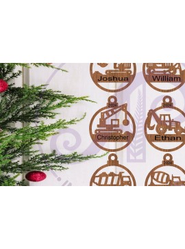 Σετ των 2 Intra απο ξύλο plywood  Χρώμα wenge 3mm-4mm πάχος - Χριστουγεννιάτικο στολίδι οχημάτων κατασκευής Δίασταση 6x6 cm INTRAFABR-102550219