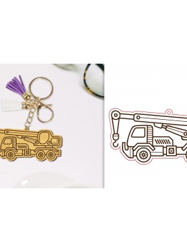 Σετ των 2 Intra απο ξύλο plywood  Χρώμα wenge 3mm-4mm πάχος - Μπρελόκ οχημάτων κατασκευής Lasercut Δίασταση 4x4 cm INTRAFABR-40953197