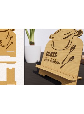 Σετ των 2 Intra απο ξύλο plywood  Χρώμα wenge 3mm-4mm πάχος - Βάση βιβλίων μαγειρικής με λέιζερ Δίασταση 20x20 cm INTRAFABR-106475672