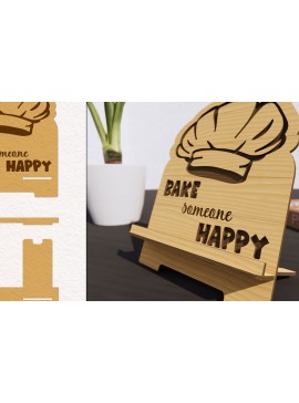 Σετ των 2 Intra απο ξύλο plywood  Χρώμα wenge 3mm-4mm πάχος - Βάση βιβλίων μαγειρικής με λέιζερ Δίασταση 20x20 cm INTRAFABR-102878774