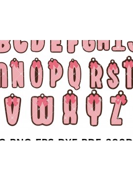 Σετ των 2 Intra απο ξύλο plywood  Χρώμα wenge 3mm-4mm πάχος - Πακέτο Μπρελόκ Alphabet Coquette Δίασταση 4x4 cm INTRAFABR-101125462