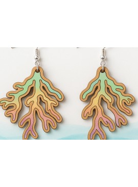 Σετ των 3 Intra απο ξύλο plywood  Χρώμα wenge 3mm-4mm πάχος - Κοραλί Σκουλαρίκια Δίασταση 3x3 cm INTRAFABR-39063536