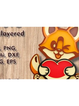 Σετ των 2 Intra απο ξύλο plywood  Χρώμα wenge 3mm-4mm πάχος - λέιζερ πολλαπλών επιπέδων Corgi 3D Δίασταση 9x7 cm INTRAFABR-76940684