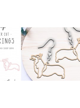 Intra απο ξύλο plywood  Χρώμα wenge 3mm-4mm πάχος - κοπής με λέιζερ Corgi Dog Earrings Δίασταση 900x900 cm INTRAFABR-102199305