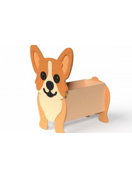 Intra απο ξύλο plywood  Χρώμα wenge 3mm-4mm πάχος - Corgi Dog Organizer Box – Δίασταση 30x20 cm INTRAFABR-104923506