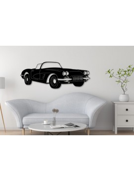 Σετ των 2 Intra απο ξύλο plywood  Χρώμα wenge 3mm-4mm πάχος - Corvette C1 Car Silhouette Δίασταση 20x20 cm INTRAFABR-107016328