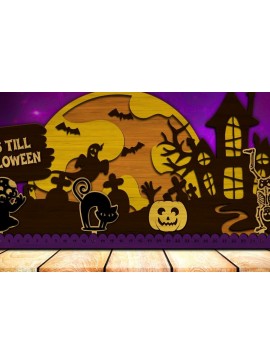 Σετ των 2 Intra απο ξύλο plywood  Χρώμα wenge 3mm-4mm πάχος - Αντίστροφη μέτρηση για το τρομακτικό Halloween Δίασταση 15x15 cm INTRAFABR-95128617