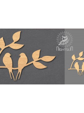 Σετ των 2 Intra απο ξύλο plywood  Χρώμα wenge 3mm-4mm πάχος - Διακόσμηση Couple Bird 2 Δίασταση 20x20 cm INTRAFABR-29626208