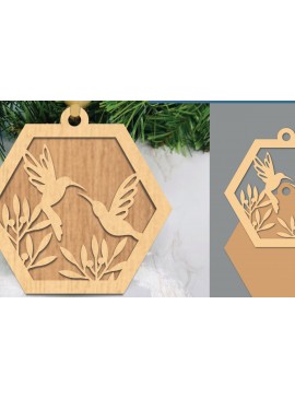 Σετ των 2 Intra απο ξύλο plywood  Χρώμα wenge 3mm-4mm πάχος - Στολίδι Couple Birds 3 Δίασταση 6x6 cm INTRAFABR-68457576